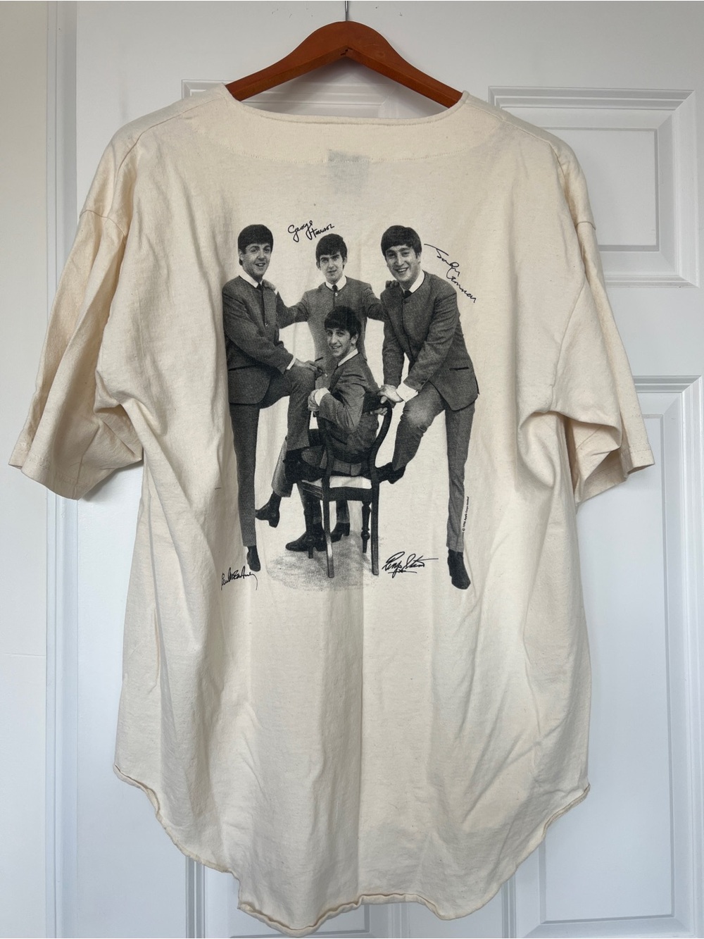 Vintage Cream Cotton Baseball Jersey - Beatles
